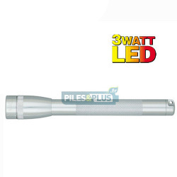 Lampe Mini Maglite LED 3 watts Argent + 3 AA LR06